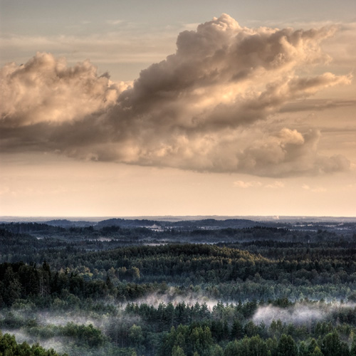 Hilissuvised vihmapilved Karula rahvuspargi kohal.